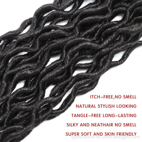 Cheap Wholesale18 inch Long Soft Synthetic Wavy Goddess Faux Locs Crochet Braiding Hair With Curly Ends